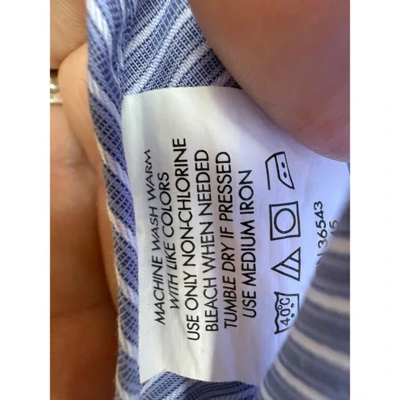 IKE by Ike Behar Mens Performance 100 Striped Dress Shirt Blue‎ White Size 16 35 - Picture 5 of 5